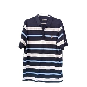 Callaway Opti-dry performance Animal Golfer Navy striped logo golf shirt large.